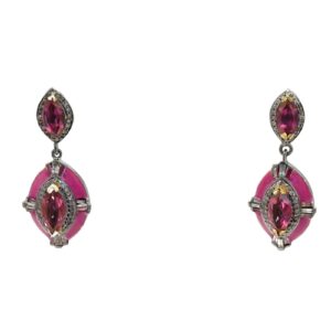 OE4684- Pink Topaz & Diamond- Royal Earrings