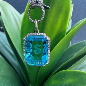 Quartz Initial Pendant 'S' (Blue)