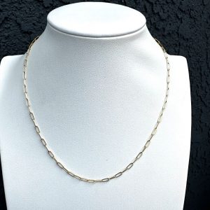 14k Gold- Dainty Paperclip Chain