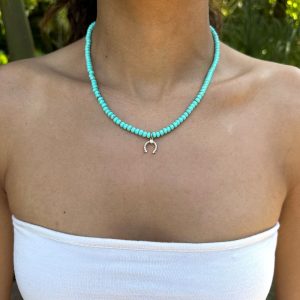 The Kat Necklace (Tiffany Blue w/ Horseshoe)