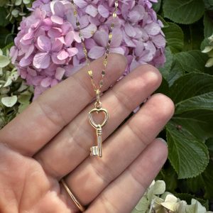 Small Heart Key Charm