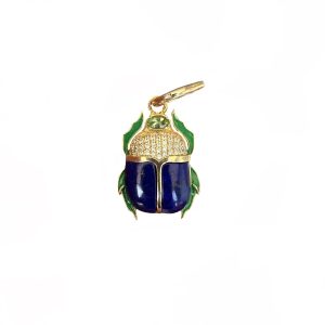 The Evelyn Pendant (Lapis & Kelly Green Enamel)