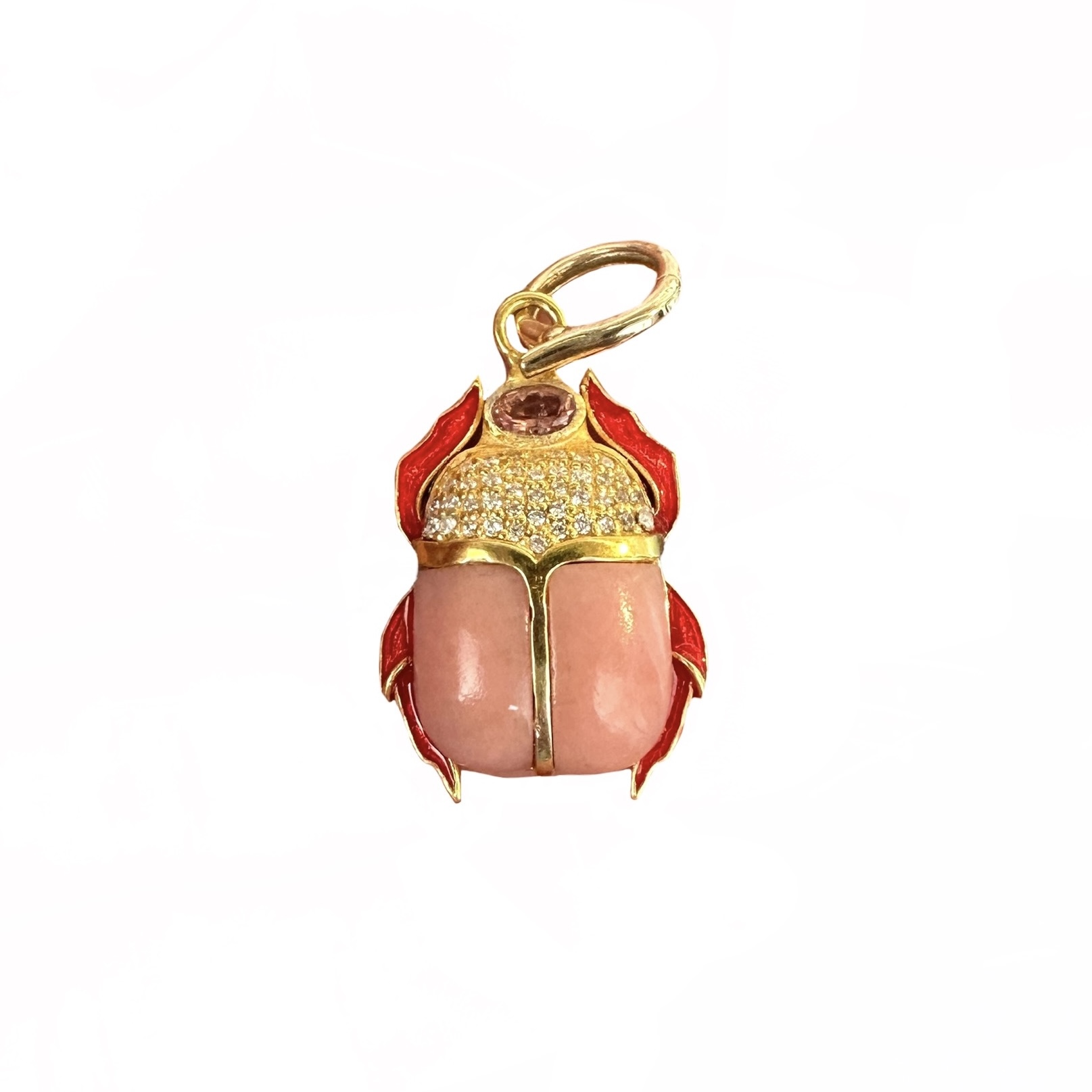 The Evelyn Pendant (Pink Opal & Metallic Red)