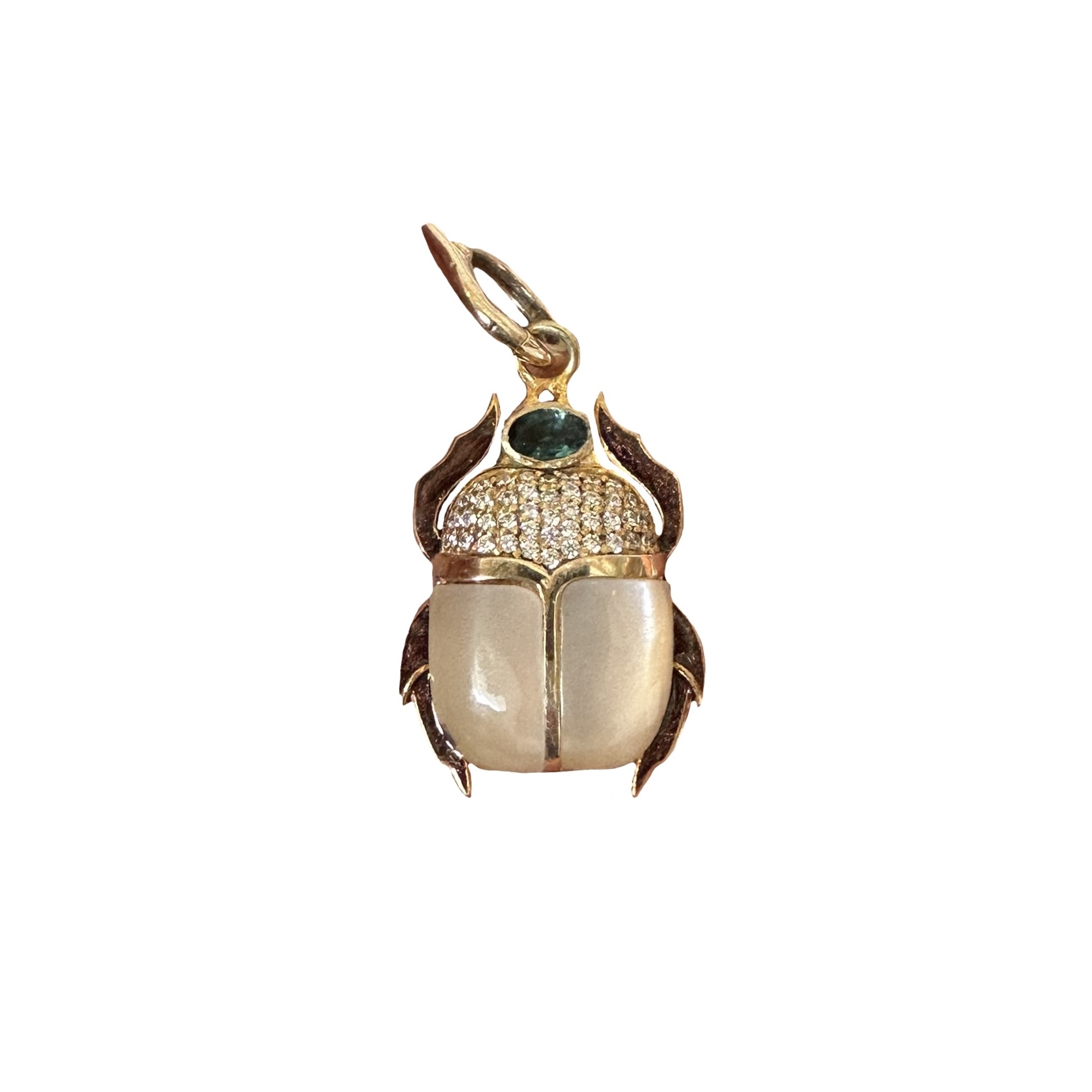 The Evelyn Pendant (Moonstone & Metallic Chocolate Enamel)